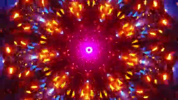 Kolorowa Abstrakcyjna Animacja Kwiatu Kalejdoskop Pętla — Wideo stockowe