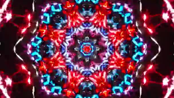 Kolorowy Abstrakcyjny Wzór Niebieskimi Czerwonymi Światłami Kalejdoskop Pętla — Wideo stockowe