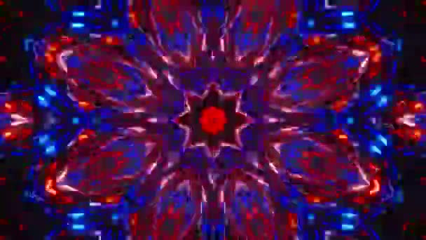 Patrón Abstracto Rojo Azul Con Luces Caleidoscopio Loop — Vídeos de Stock