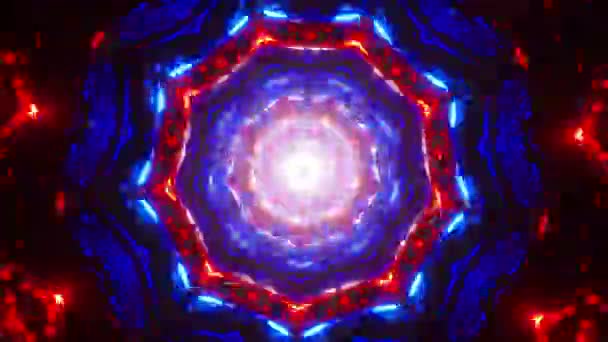 Κόκκινο Και Μπλε Κυκλικό Μοτίβο Φωτός Βρόχος Καλειδοσκοπίου — Αρχείο Βίντεο