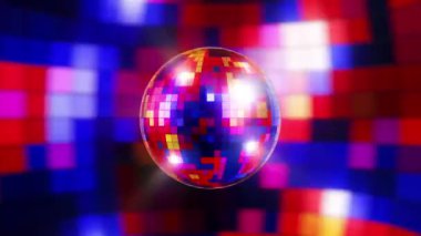 Renkli arkaplanlı Dynamic Disco Ball animasyonu. Döngülü canlandırma