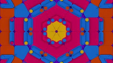 Kaydırma Şekilli Renkli 3D Geometrik Kaleydoskop. Döngülü Canlandırma