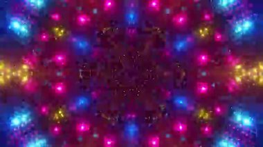 Kaleydoskop Tarzı ile Canlı Neon Şekilleri. Döngülü Canlandırma