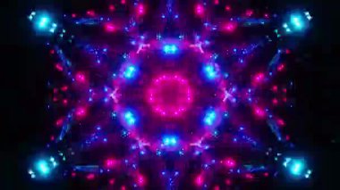 Neon aksanlı canlı soyut Kaleydoskop. Döngülü Animasyon. 3B görüntüleme
