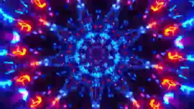 Kaleydoskop Neon Küp Dalga Animasyonu. Döngülü Animasyon. 3B görüntüleme