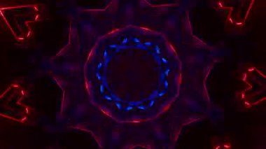 Kaleydoskop Hareketi 'ndeki Parlayan Üçgenler Tüneli. Döngülü Animasyon. 3B görüntüleme