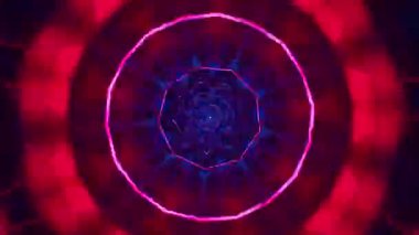 Parlak Kırmızı-Mavi Soyut Tünel Kaleydoskop. Döngülü Animasyon. 3B görüntüleme