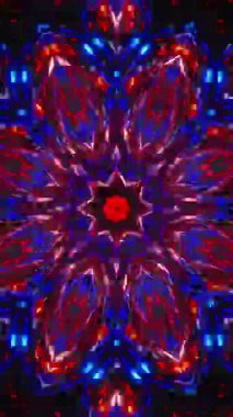 Kırmızı ve mavi soyut desenli ışıklar. Kaleydoskop VJ döngü dikey. 3B görüntüleme