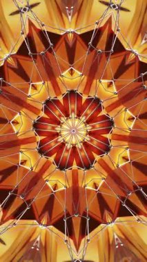 Daha küçük nesnelerle yıldız şeklindeki nesnelerin çok renkli animasyonları. Kaleydoskop VJ döngü dikey. 3B görüntüleme