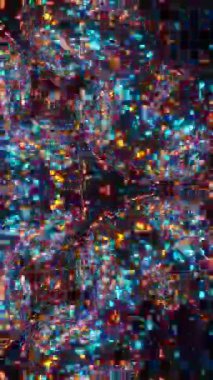 Yıldızların ve ışıkların renkli soyut animasyonu. Kaleydoskop VJ döngü dikey. 3B görüntüleme