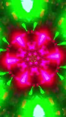 Haçın renkli soyut animasyonu. Kaleydoskop VJ döngü dikey. 3B görüntüleme