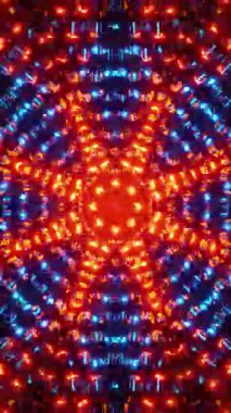 Renkli desenli bir kaleydoskop fotoğrafı. Kaleydoskop VJ döngü dikey. 3B görüntüleme