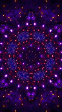 Kaleydoskop 'un renkli soyut animasyonu. Kaleydoskop VJ döngü dikey. 3B görüntüleme