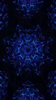 Kırmızı arka planlı renkli animasyon tasarımı. Kaleydoskop VJ döngü dikey. 3B görüntüleme