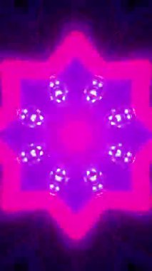 Ortasında siyah merkezi olan mor ve mavi bir yıldız. Kaleydoskop VJ döngü dikey. 3B görüntüleme