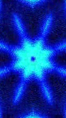 Psikedelik desenli mavi ve turuncu çiçek. Kaleydoskop VJ döngü dikey. 3B görüntüleme