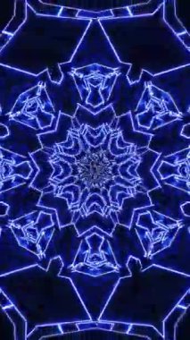 Yıldızlı mavi ve beyaz soyut desen. Kaleydoskop VJ döngü dikey. 3B görüntüleme