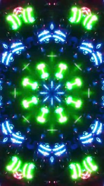 Renkli dairesel ışık deseni. Kaleydoskop VJ döngü dikey. 3B görüntüleme