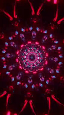 Dairesel dizaynlı kırmızı ve siyah soyut tasarım. Kaleydoskop VJ döngü dikey. 3B görüntüleme