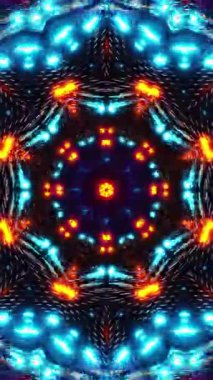 Yıldız patlamasının animasyonu. Kaleydoskop VJ döngü dikey. 3B görüntüleme