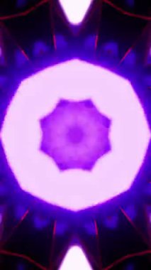 Mor ve beyaz soyut arkaplan ve yıldız patlaması. Kaleydoskop VJ döngü dikey. 3B görüntüleme