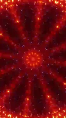 Siyah arkaplanı olan mavi ve kırmızı dairesel bir nesne. Kaleydoskop VJ döngü dikey. 3B görüntüleme