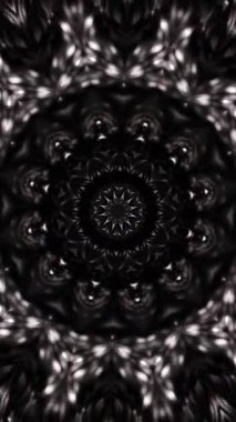 Dairesel desenli siyah beyaz bir nesne. Kaleydoskop VJ döngü dikey. 3B görüntüleme