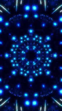 Işıklı mavi soyut arkaplan. Kaleydoskop VJ döngü dikey. 3B görüntüleme
