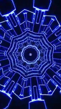 Dairesel şekilli mavi ve beyaz soyut desen. Kaleydoskop VJ döngü dikey. 3B görüntüleme