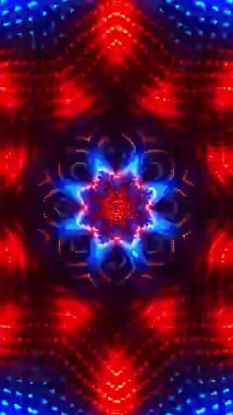 Kırmızı ve mavi soyut desen. Kaleydoskop VJ döngü dikey. 3B görüntüleme