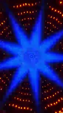 Mavi ve turuncu ışık huzmesi. Kaleydoskop VJ döngü dikey. 3B görüntüleme