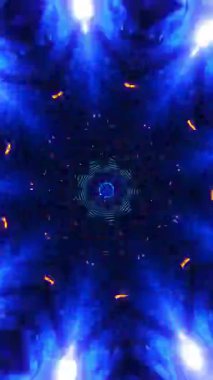 Işıklı mavi ve beyaz dairesel tünel. Kaleydoskop VJ döngü dikey. 3B görüntüleme