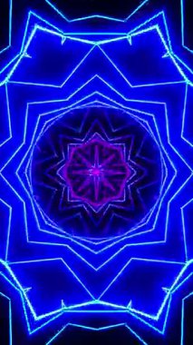 Yıldızlı mavi ve mor soyut desen. Kaleydoskop VJ döngü dikey. 3B görüntüleme