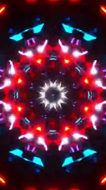 Kırmızı ve mavi soyut desenli ışıklar. Kaleydoskop VJ döngü dikey. 3B görüntüleme
