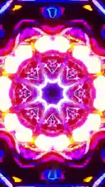 Çiçekli renkli soyut tasarım. Kaleydoskop VJ döngü dikey. 3B görüntüleme