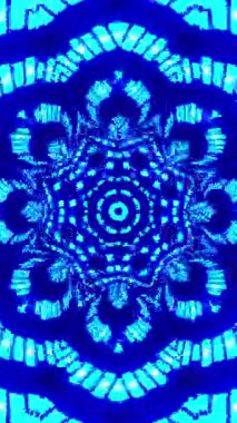 Dairesel dizaynlı mavi soyut desen. Kaleydoskop VJ döngü dikey. 3B görüntüleme