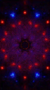 Kırmızı ve mavi renkli soyut desenler. Kaleydoskop VJ döngü dikey. 3B görüntüleme