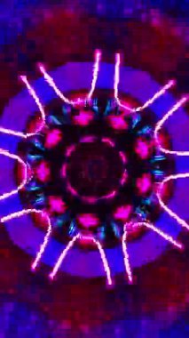 Kırmızı ve beyaz dairesel desenli ışıklar. Kaleydoskop VJ döngü dikey. 3B görüntüleme