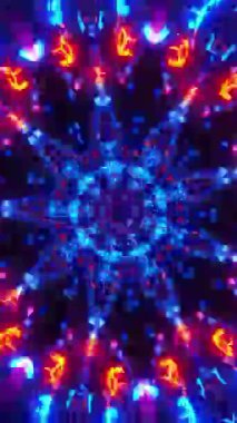 Kaleydoskop Neon Küp Dalga Animasyonu. Döngülü Animasyon Dikey. 3B görüntüleme