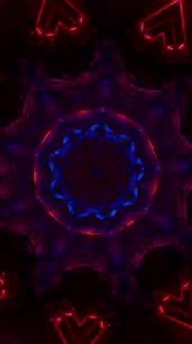 Kaleydoskop Hareketi 'ndeki Parlayan Üçgenler Tüneli. Döngülü Animasyon Dikey. 3B görüntüleme