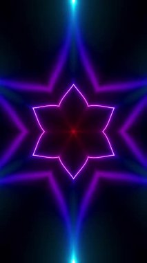 Kaleydoskop Neon Dalga Döngüsü Renkli Soyut Arkaplan Dikey. 3B görüntüleme