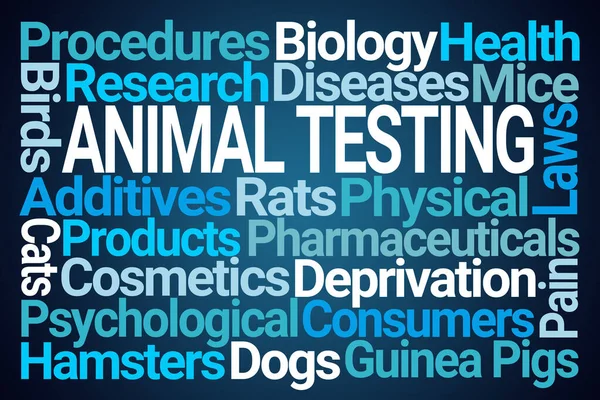 Animal Testing Word Cloud on Blue Background