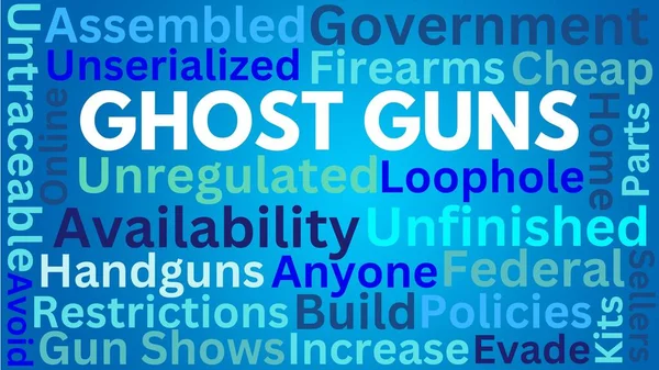 Ghost Guns Word Cloud Niebieskim Tle Obrazy Stockowe bez tantiem