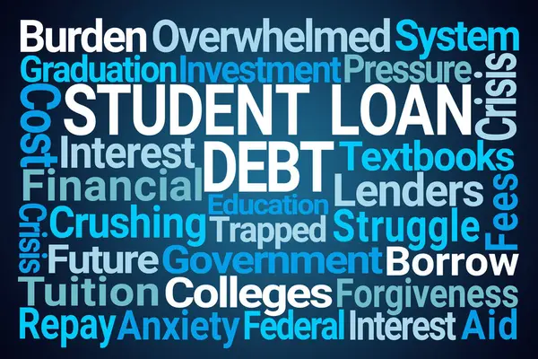 Student Loan Debt Word Cloud Blue Background Royalty Free Stock Photos
