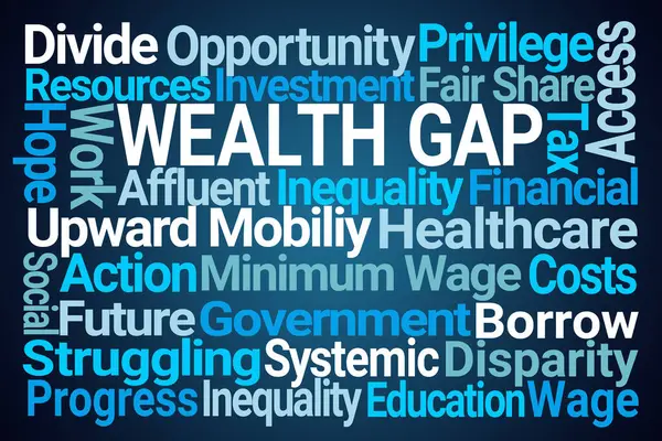Wealth Gap Word Cloud Blue Background Stock Picture