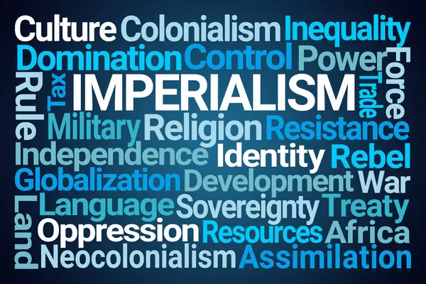 Imperialism Word Cloud Blue Background Royalty Free Stock Photos