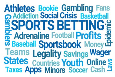 Blue Sports Betting Word Cloud on White Background clipart