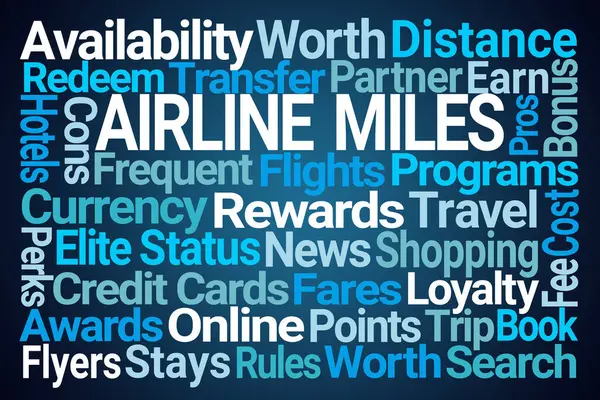 Companhias Aéreas Miles Word Cloud Fundo Azul Imagens Royalty-Free