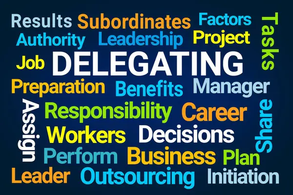 Delegating Word Cloud Blue Background Royalty Free Stock Images
