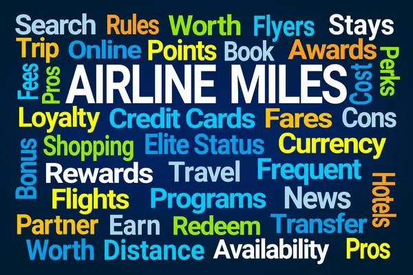 Airline Miles Word Cloud Kék Háttér Jogdíjmentes Stock Fotók